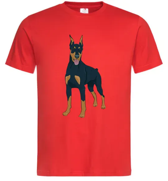 Мужская футболка Доберман стоїть Красный фото