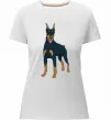 Жіноча преміум футболка Доберман стоїть Білий фото