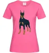 Жіноча футболка Доберман стоїть Яскраво-рожевий фото