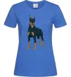 Жіноча футболка Доберман стоїть Яскраво-синій фото