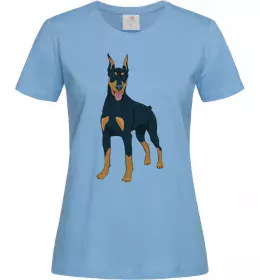 Жіноча футболка Доберман показує язик Білий фото Жіноча футболка Доберман показує язик Білий фото