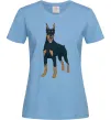 Жіноча футболка Доберман стоїть Блакитний фото