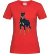 Жіноча футболка Доберман стоїть Червоний фото
