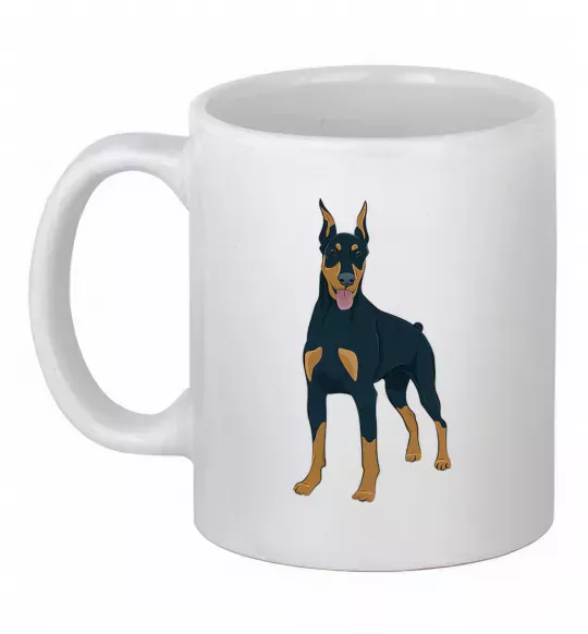 Чашка керамическая Доберман стоїть Белый фото