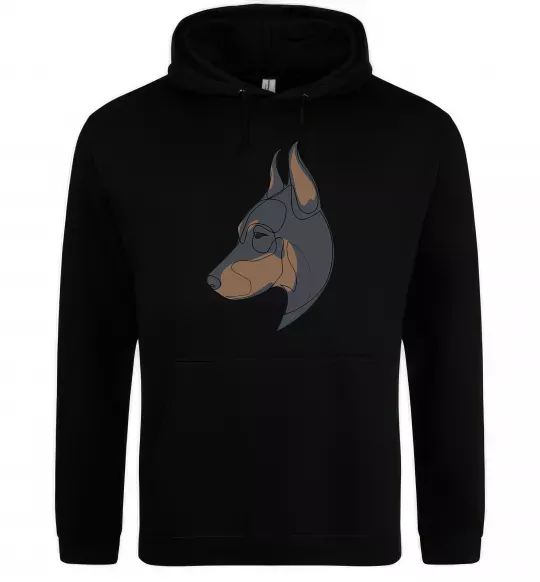 Мужская толстовка (худи) Доберман портрет Черный фото