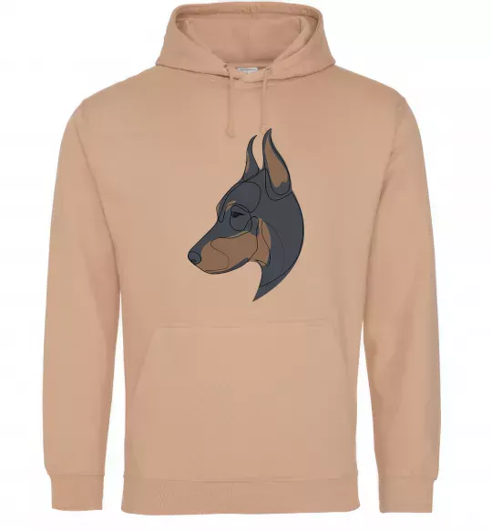 Мужская толстовка (худи) Доберман портрет Песочный фото