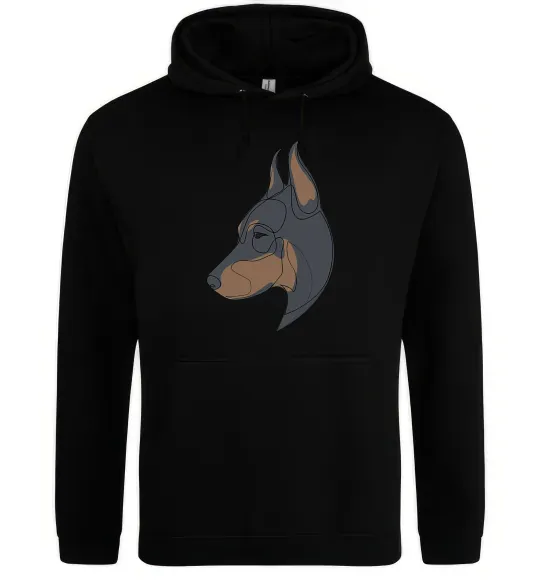 Жіноча толстовка (худі) Доберман портрет Чорний фото