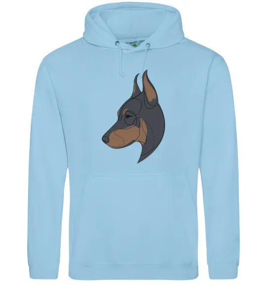 Жіноча толстовка (худі) Доберман портрет Блакитний фото