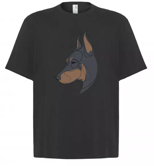 Футболка Оверсайз Доберман портрет Черный фото