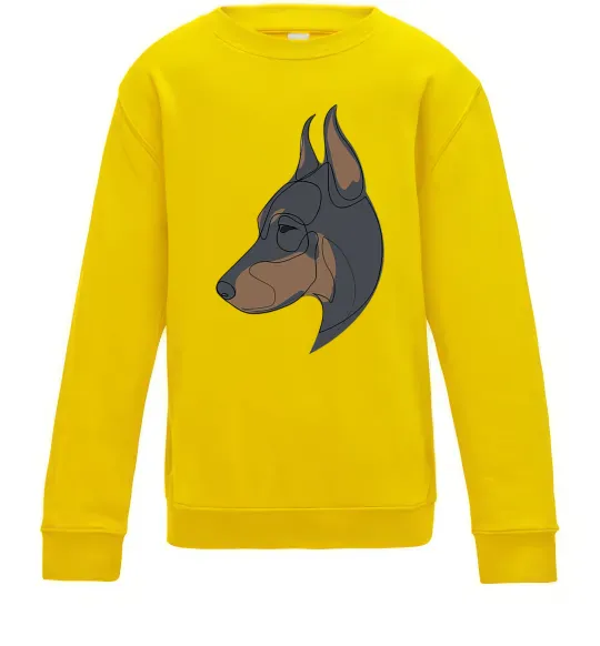 Дитячий світшот Доберман портрет Сонячно жовтий фото