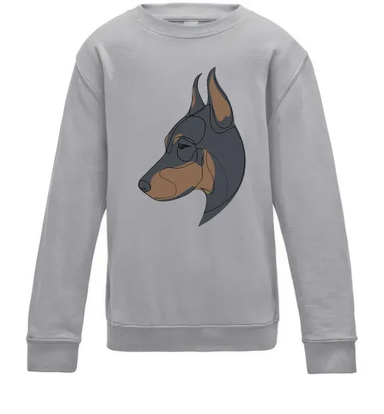 Дитячий світшот Доберман портрет Сірий меланж фото