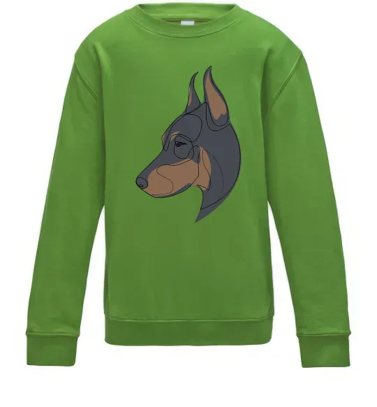 Дитячий світшот Доберман портрет Лаймовий фото