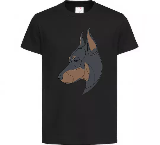 Детская футболка Доберман портрет Черный фото