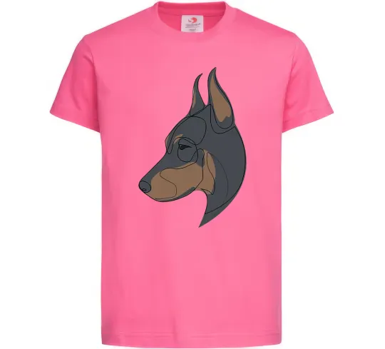 Детская футболка Доберман портрет Ярко-розовый фото