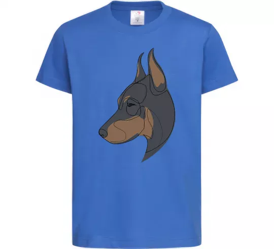 Детская футболка Доберман портрет Ярко-синий фото