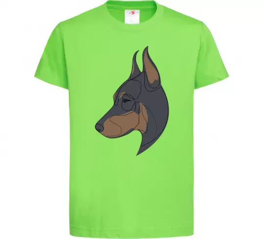 Детская футболка Доберман портрет Лаймовый фото
