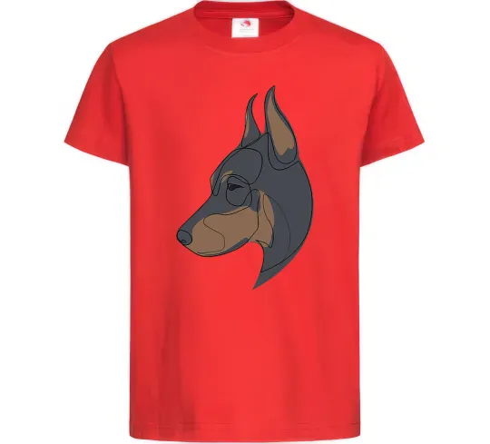 Детская футболка Доберман портрет Красный фото