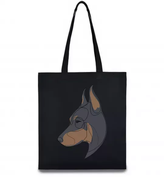 Еко-сумка Доберман портрет Чорний фото