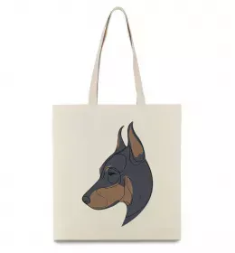 Эко-сумка Doberman art Бежевый фото Эко-сумка Doberman art Бежевый фото