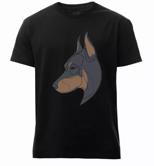 Мужская премиум футболка Доберман портрет Черный фото