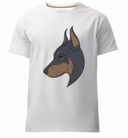 Мужская премиум футболка Доберман портрет Белый фото