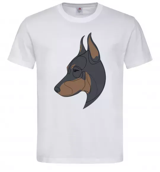 Чоловіча футболка Доберман портрет Білий фото