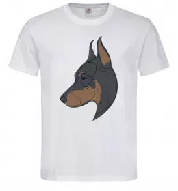 Мужская футболка Доберман портрет Белый фото