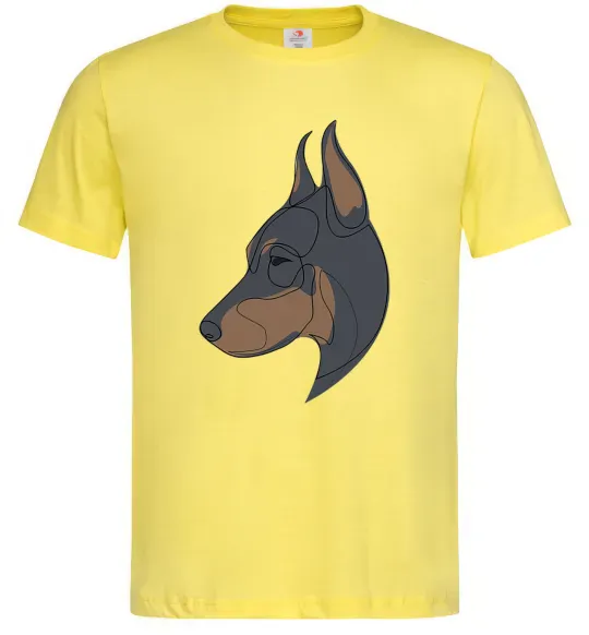 Чоловіча футболка Доберман портрет Лимонний фото