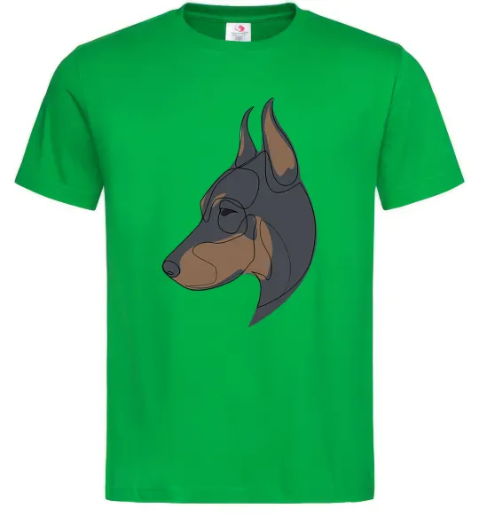 Чоловіча футболка Доберман портрет Зелений фото