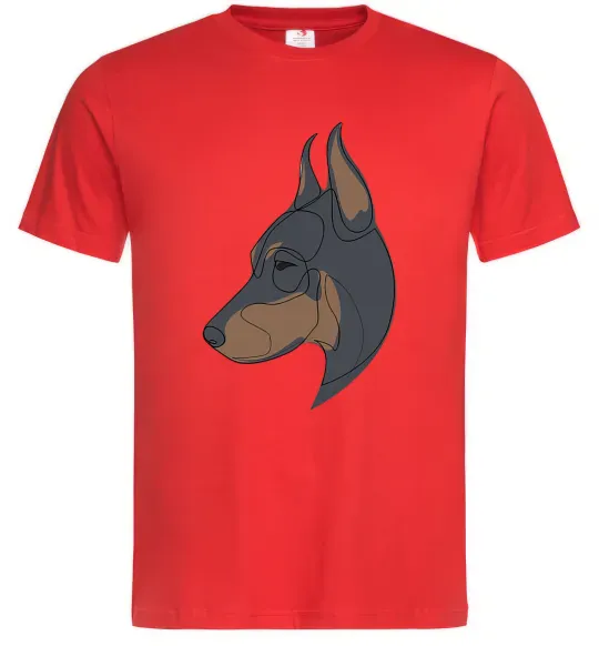 Чоловіча футболка Доберман портрет Червоний фото