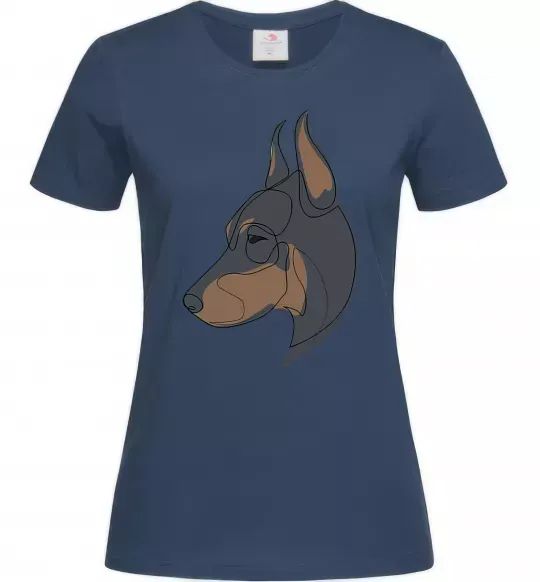 Жіноча футболка Доберман портрет Темно-синій фото