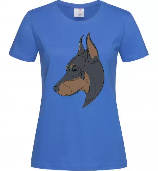Жіноча футболка Доберман портрет Яскраво-синій фото