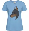 Жіноча футболка Доберман портрет Блакитний Жіноча футболка Доберман портрет Блакитний фото