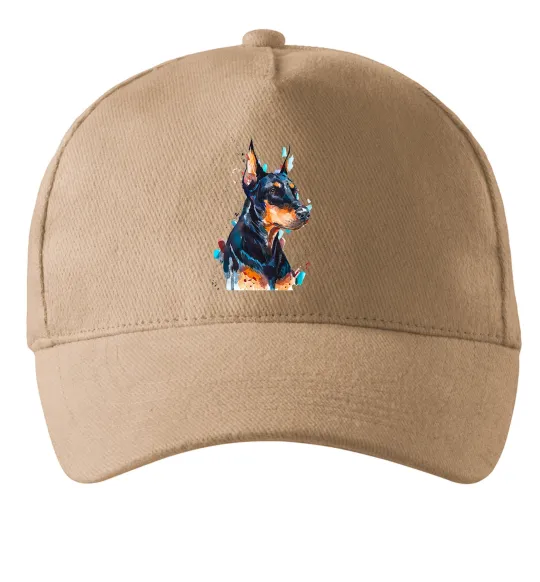 Кепка Watercolor doberman Песочный фото