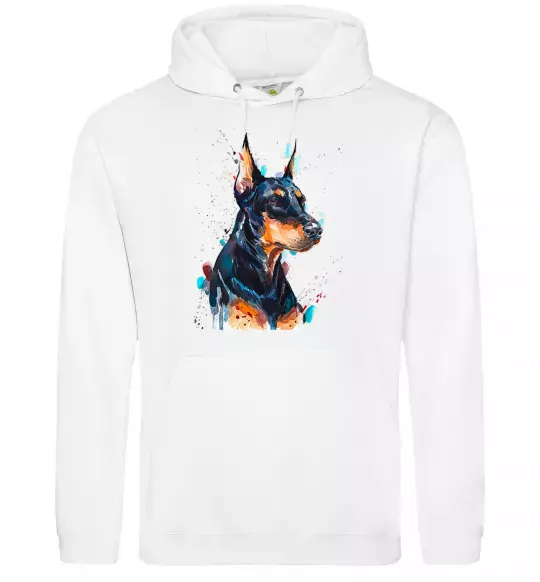 Женская толстовка (худи) Watercolor doberman Белый фото