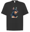 Футболка Оверсайз Watercolor doberman Черный фото