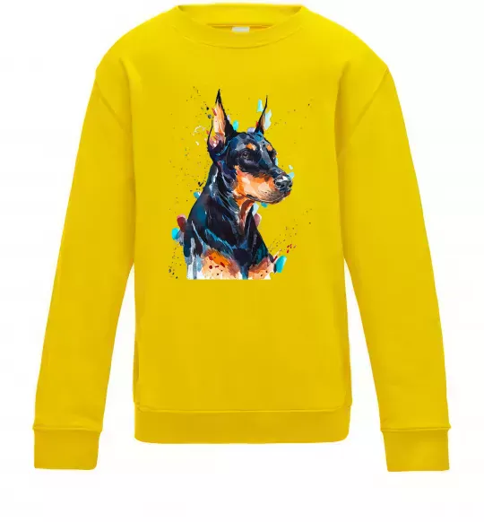 Дитячий світшот Watercolor doberman Сонячно жовтий фото