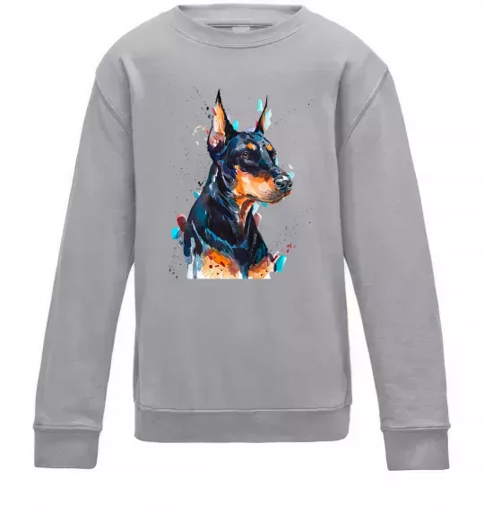 Дитячий світшот Watercolor doberman Сірий меланж фото