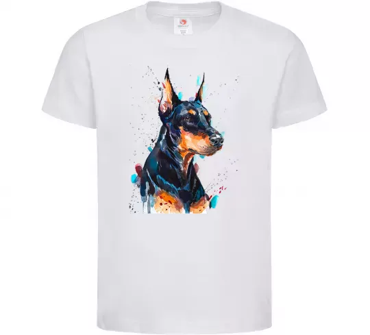 Дитяча футболка Watercolor doberman Білий фото