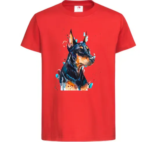 Дитяча футболка Watercolor doberman Червоний фото