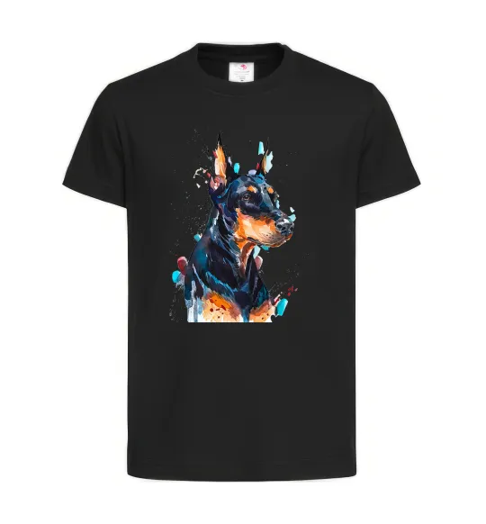 Детская футболка Watercolor doberman Черный фото