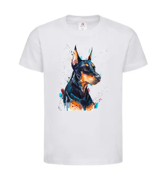 Детская футболка Watercolor doberman Белый фото