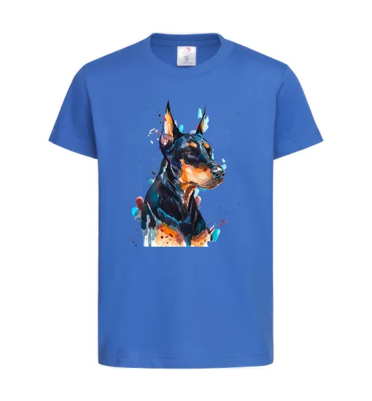 Детская футболка Watercolor doberman Ярко-синий фото