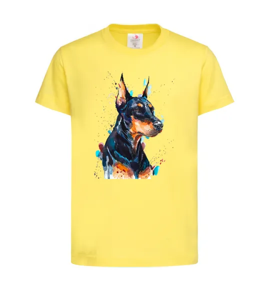 Детская футболка Watercolor doberman Лимонный фото