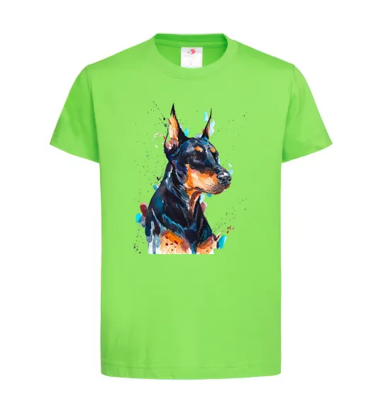 Детская футболка Watercolor doberman Лаймовый фото