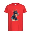 Детская футболка Watercolor doberman Красный фото