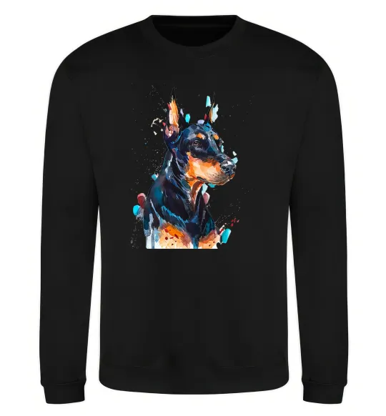Світшот Watercolor doberman Чорний фото