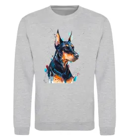Свитшот Watercolor doberman Серый меланж фото