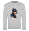 Світшот Watercolor doberman Сірий меланж Світшот Watercolor doberman Сірий меланж фото