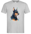 Мужская футболка Watercolor doberman Серый Мужская футболка Watercolor doberman Серый фото